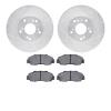 7302-59038 Drilled/Slotted Brake Rotor with 3000-Series Ceramic Brake Pads Kit [Silver], 1998-2002 Acura/Honda, Position: Front - image 1