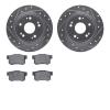7302-59049 Drilled/Slotted Brake Rotor with 3000-Series Ceramic Brake Pads Kit [Silver], Fits Select Acura/Honda, Position: Rear - image 1