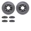 7302-59055 Drilled/Slotted Brake Rotor with 3000-Series Ceramic Brake Pads Kit [Silver], 1992-1996 Acura/Honda, Position: Front - image 1