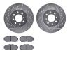 7302-59056 Drilled/Slotted Brake Rotor with 3000-Series Ceramic Brake Pads Kit [Silver], 1993-2001 Acura/Honda, Position: Front - image 1