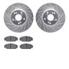 7302-59060 Drilled/Slotted Brake Rotor with 3000-Series Ceramic Brake Pads Kit [Silver], 2002-2011 Acura/Honda, Position: Front - image 1