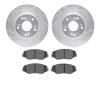 7302-59064 Drilled/Slotted Brake Rotor with 3000-Series Ceramic Brake Pads Kit [Silver], 2003-2017 Acura/Honda, Position: Front - image 1