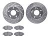 7302-59072 Drilled/Slotted Brake Rotor with 3000-Series Ceramic Brake Pads Kit [Silver], 2002-2011 Acura/Honda, Position: Front - image 1