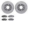 7302-59088 Drilled/Slotted Brake Rotor with 3000-Series Ceramic Brake Pads Kit [Silver], 1998-2002 Acura/Honda, Position: Front - image 1