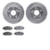 7302-59090 Drilled/Slotted Brake Rotor with 3000-Series Ceramic Brake Pads Kit [Silver], 2006-2011 Acura/Honda, Position: Front - image 1