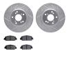 7302-59096 Drilled/Slotted Brake Rotor with 3000-Series Ceramic Brake Pads Kit [Silver], Fits Select Acura/Honda, Position: Fron - image 1