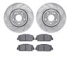 7302-59098 Drilled/Slotted Brake Rotor with 3000-Series Ceramic Brake Pads Kit [Silver], Fits Select Acura/Honda, Position: Fron - image 1