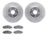 7302-59100 Drilled/Slotted Brake Rotor with 3000-Series Ceramic Brake Pads Kit [Silver], 2007-2020 Acura/Honda, Position: Front - image 1