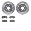 7302-59102 Drilled/Slotted Brake Rotor with 3000-Series Ceramic Brake Pads Kit [Silver], 2007-2017 Acura/Honda, Position: Rear - image 1