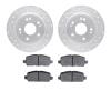 7302-59105 Drilled/Slotted Brake Rotor with 3000-Series Ceramic Brake Pads Kit [Silver], Fits Select Acura/Honda, Position: Rear - image 1