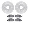 7302-59111 Drilled/Slotted Brake Rotor with 3000-Series Ceramic Brake Pads Kit [Silver], Fits Select Acura/Honda, Position: Fron - image 1