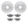 7302-59114 Drilled/Slotted Brake Rotor with 3000-Series Ceramic Brake Pads Kit [Silver], Fits Select Acura/Honda, Position: Rear - image 1