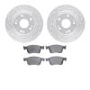 7302-59115 Drilled/Slotted Brake Rotor with 3000-Series Ceramic Brake Pads Kit [Silver], Fits Select Acura/Honda, Position: Fron - image 1