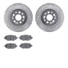 7302-59116 Drilled/Slotted Brake Rotor with 3000-Series Ceramic Brake Pads Kit [Silver], Fits Select Acura/Honda, Position: Rear - image 1