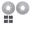 7302-63006 Drilled/Slotted Brake Rotor with 3000-Series Ceramic Brake Pads Kit [Silver], 1972-1974 Mercedes-Benz, Position: Fron - image 1