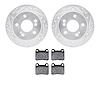 7302-63007 Drilled/Slotted Brake Rotor with 3000-Series Ceramic Brake Pads Kit [Silver], 1984-1995 Mercedes-Benz, Position: Rear - image 1