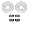 7302-63009 Drilled/Slotted Brake Rotor with 3000-Series Ceramic Brake Pads Kit [Silver], 1987-1993 Mercedes-Benz, Position: Fron - image 1