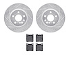 7302-63014 Drilled/Slotted Brake Rotor with 3000-Series Ceramic Brake Pads Kit [Silver], 1992-1999 Mercedes-Benz, Position: Rear - image 1
