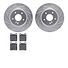 7302-63015 Drilled/Slotted Brake Rotor with 3000-Series Ceramic Brake Pads Kit [Silver], 1998-2009 Multiple Makes/Models, Positi - image 1