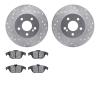 7302-63020 Drilled/Slotted Brake Rotor with 3000-Series Ceramic Brake Pads Kit [Silver], 2008-2015 Mercedes-Benz, Position: Rear - image 1