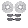 7302-63023 Drilled/Slotted Brake Rotor with 3000-Series Ceramic Brake Pads Kit [Silver], Fits Select Mercedes-Benz, Position: Fr - image 1