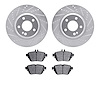 7302-63026 Drilled/Slotted Brake Rotor with 3000-Series Ceramic Brake Pads Kit [Silver], 2017-2019 Mercedes-Benz, Position: Rear