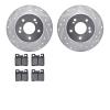 7302-63039 Drilled/Slotted Brake Rotor with 3000-Series Ceramic Brake Pads Kit [Silver], 1987-2000 Mercedes-Benz, Position: Rear - image 1