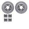 7302-63040 Drilled/Slotted Brake Rotor with 3000-Series Ceramic Brake Pads Kit [Silver], 1990-1995 Mercedes-Benz, Position: Rear - image 1