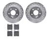 7302-63053 Drilled/Slotted Brake Rotor with 3000-Series Ceramic Brake Pads Kit [Silver], 1998-2003 Mercedes-Benz, Position: Rear - image 1