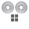 7302-63054 Drilled/Slotted Brake Rotor with 3000-Series Ceramic Brake Pads Kit [Silver], 1994-2000 Mercedes-Benz, Position: Rear - image 1