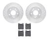 7302-63055 Drilled/Slotted Brake Rotor with 3000-Series Ceramic Brake Pads Kit [Silver], 1996-1998 Mercedes-Benz, Position: Rear - image 1