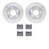 7302-63057 Drilled/Slotted Brake Rotor with 3000-Series Ceramic Brake Pads Kit [Silver], 1986-1993 Mercedes-Benz, Position: Rear - image 1
