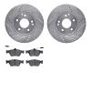 7302-63064 Drilled/Slotted Brake Rotor with 3000-Series Ceramic Brake Pads Kit [Silver], 1996-2004 Mercedes-Benz, Position: Fron - image 1