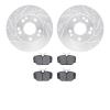 7302-63066 Drilled/Slotted Brake Rotor with 3000-Series Ceramic Brake Pads Kit [Silver], 1996-2008 Multiple Makes/Models, Positi - image 1