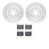 7302-63083 Drilled/Slotted Brake Rotor with 3000-Series Ceramic Brake Pads Kit [Silver], 2000-2005 Mercedes-Benz, Position: Rear - image 1