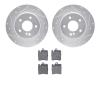 7302-63085 Drilled/Slotted Brake Rotor with 3000-Series Ceramic Brake Pads Kit [Silver], 1996-2011 Mercedes-Benz, Position: Rear - image 1