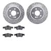 7302-63096 Drilled/Slotted Brake Rotor with 3000-Series Ceramic Brake Pads Kit [Silver], 2003-2016 Mercedes-Benz, Position: Rear - image 1