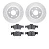 7302-63098 Drilled/Slotted Brake Rotor with 3000-Series Ceramic Brake Pads Kit [Silver], 2003-2006 Mercedes-Benz, Position: Rear - image 1