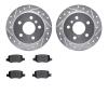 7302-63122 Drilled/Slotted Brake Rotor with 3000-Series Ceramic Brake Pads Kit [Silver], 2006-2011 Mercedes-Benz, Position: Rear - image 1