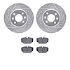 7302-65007 Drilled/Slotted Brake Rotor with 3000-Series Ceramic Brake Pads Kit [Silver], 1987-1993 GM, Position: Front - image 1