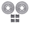 7302-65009 Drilled/Slotted Brake Rotor with 3000-Series Ceramic Brake Pads Kit [Silver], 1994-1996 GM, Position: Rear - image 1