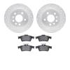 7302-65012 Drilled/Slotted Brake Rotor with 3000-Series Ceramic Brake Pads Kit [Silver], 1997-2008 GM, Position: Rear - image 1