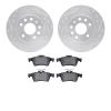 7302-65020 Drilled/Slotted Brake Rotor with 3000-Series Ceramic Brake Pads Kit [Silver], 2003-2011 GM, Position: Rear - image 1