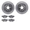 7302-65021 Drilled/Slotted Brake Rotor with 3000-Series Ceramic Brake Pads Kit [Silver], 2003-2011 GM, Position: Rear - image 1