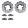 7302-67025 Drilled/Slotted Brake Rotor with 3000-Series Ceramic Brake Pads Kit [Silver], 1984-1984 Infiniti/Nissan, Position: Fr - image 1