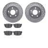 7302-67034 Drilled/Slotted Brake Rotor with 3000-Series Ceramic Brake Pads Kit [Silver], 1987-1989 Infiniti/Nissan, Position: Re - image 1