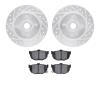 7302-67043 Drilled/Slotted Brake Rotor with 3000-Series Ceramic Brake Pads Kit [Silver], 1984-1987 Infiniti/Nissan, Position: Re - image 1