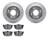 7302-67046 Drilled/Slotted Brake Rotor with 3000-Series Ceramic Brake Pads Kit [Silver], 1990-1992 Infiniti/Nissan, Position: Re - image 1