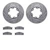 7302-67050 Drilled/Slotted Brake Rotor with 3000-Series Ceramic Brake Pads Kit [Silver], 1985-2002 Infiniti/Nissan, Position: Fr - image 1