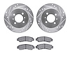 7302-67062 Drilled/Slotted Brake Rotor with 3000-Series Ceramic Brake Pads Kit [Silver], 1991-1994 Infiniti/Nissan, Position: Re - image 1